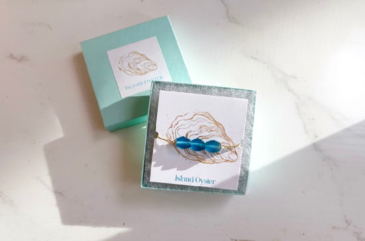 Deep Blue Sea Glass Bolo Bracelet