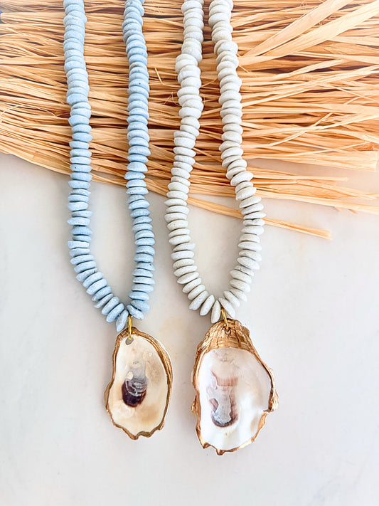 Coastal Oyster Long Statement Necklace