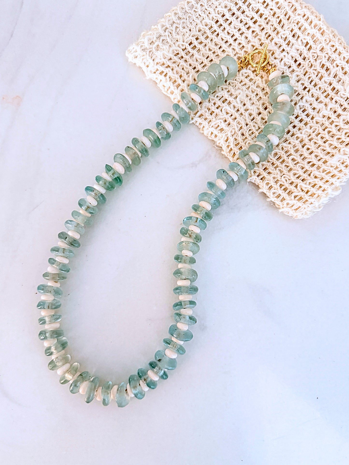 Aqua Tidal Sea Glass Necklace