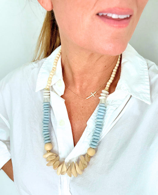 Saltwater Long Beaded Statement Necklace