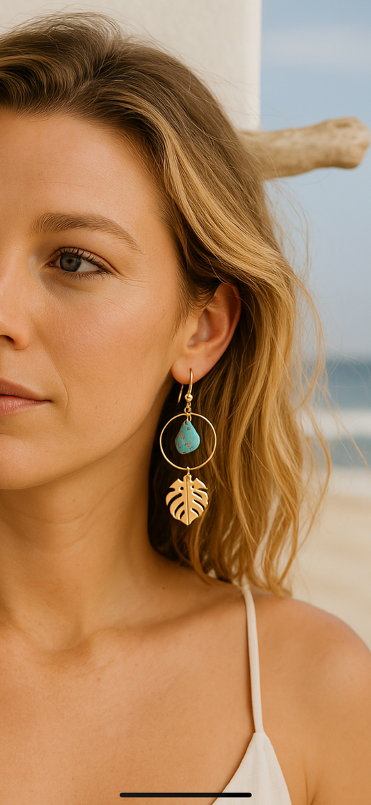 Turquoise + Oyster Shell Earrings