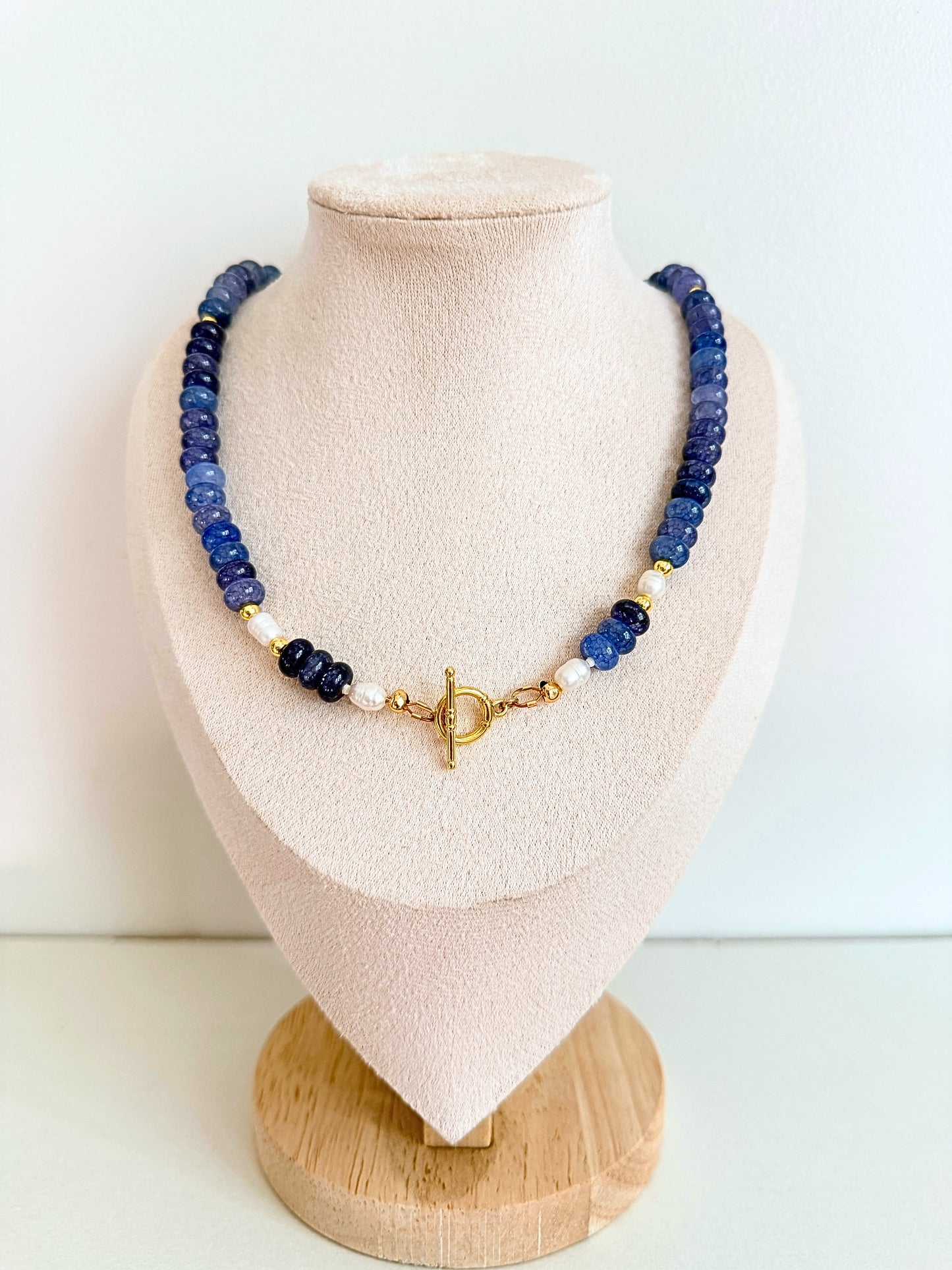 Blue Pearl | Beaded Gemstone  Necklace