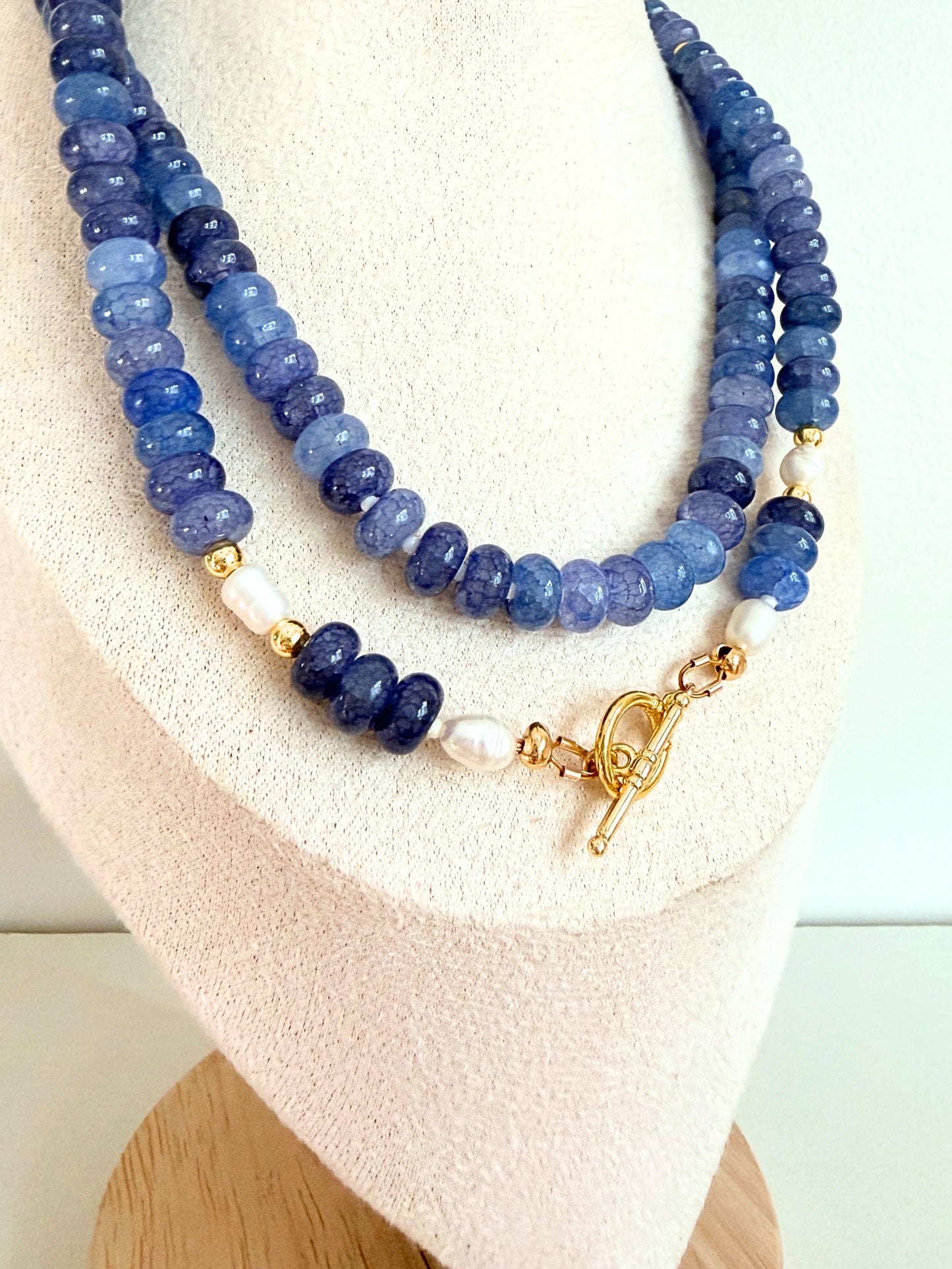 Blue Pearl | Beaded Gemstone  Necklace