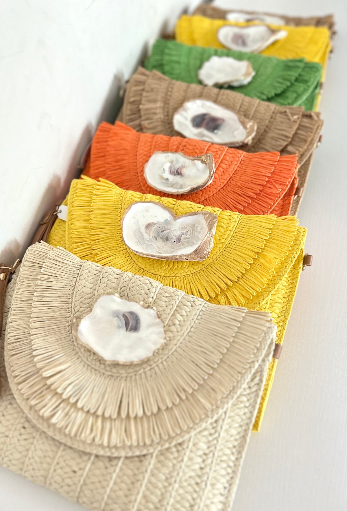 Island Oyster Straw Clutch + Crossbody