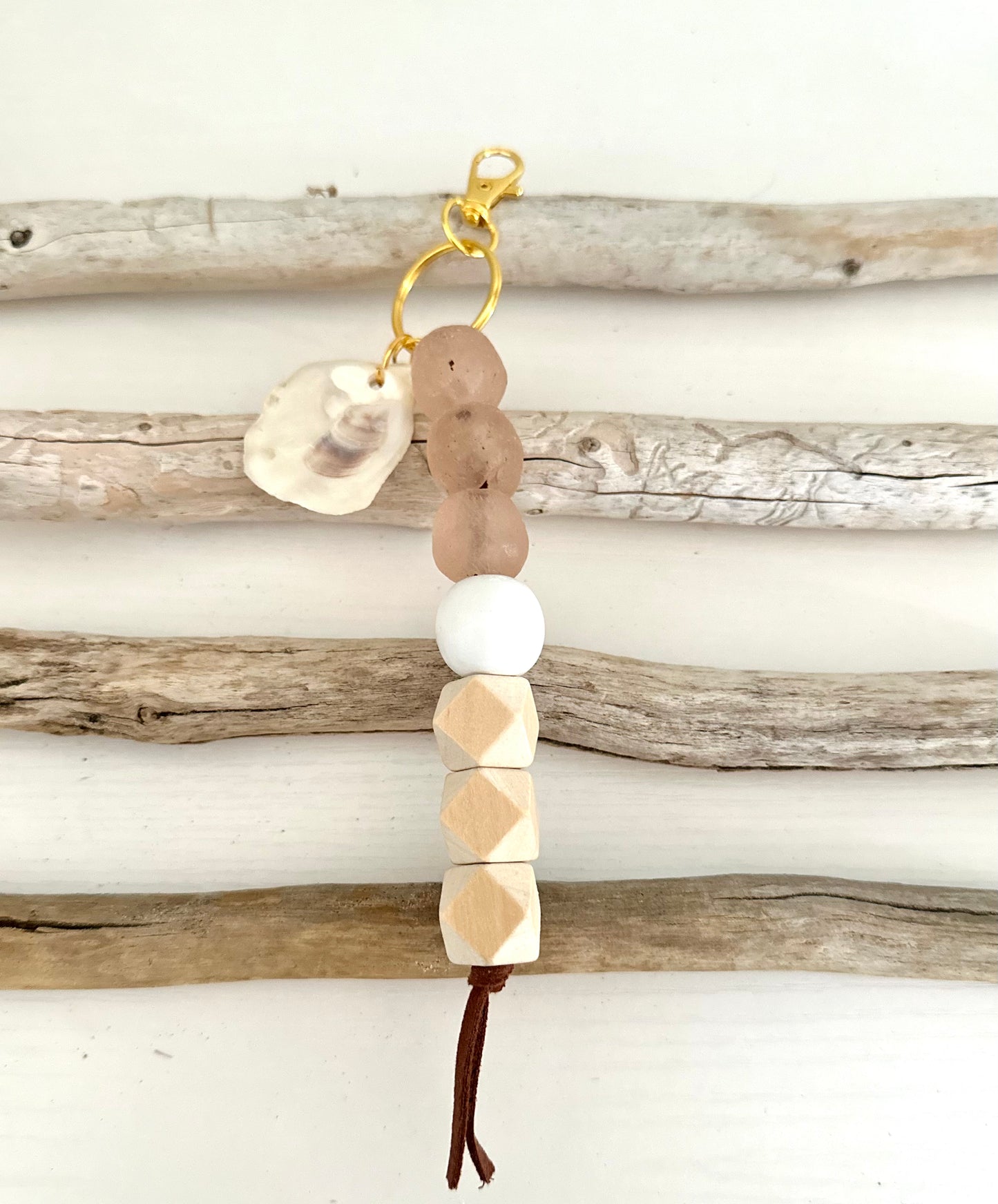 Sea Glass + Oyster Shell Keychain 4 colors