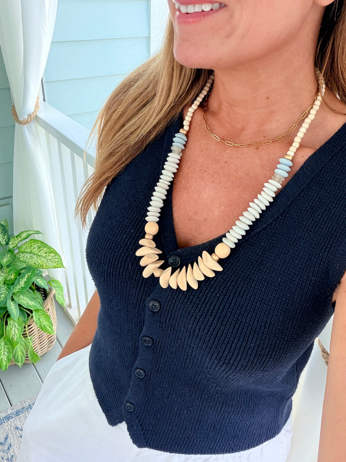 Saltwater Long Beaded Necklace