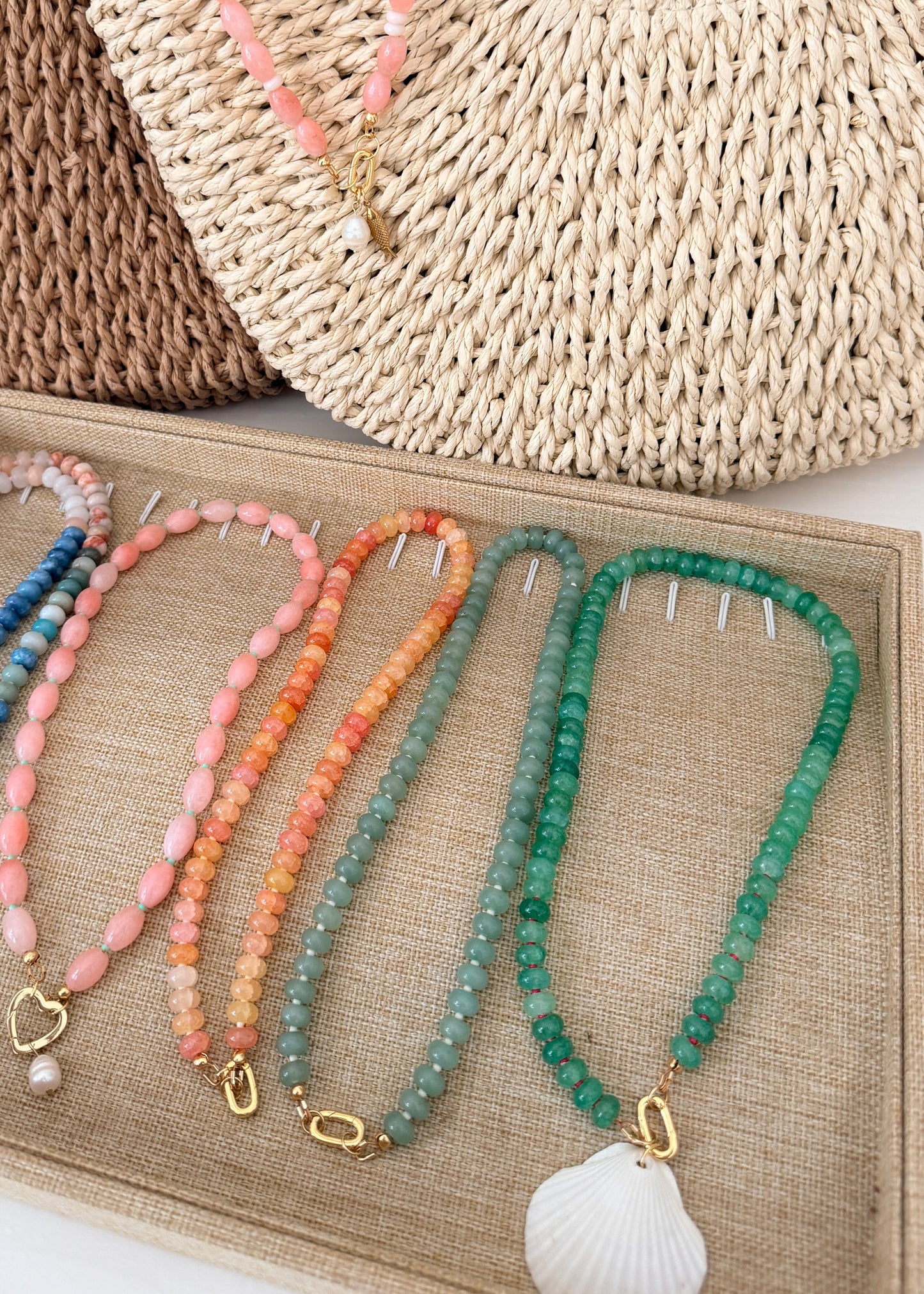 Sea Moss Green | Beaded Gemstone Necklace