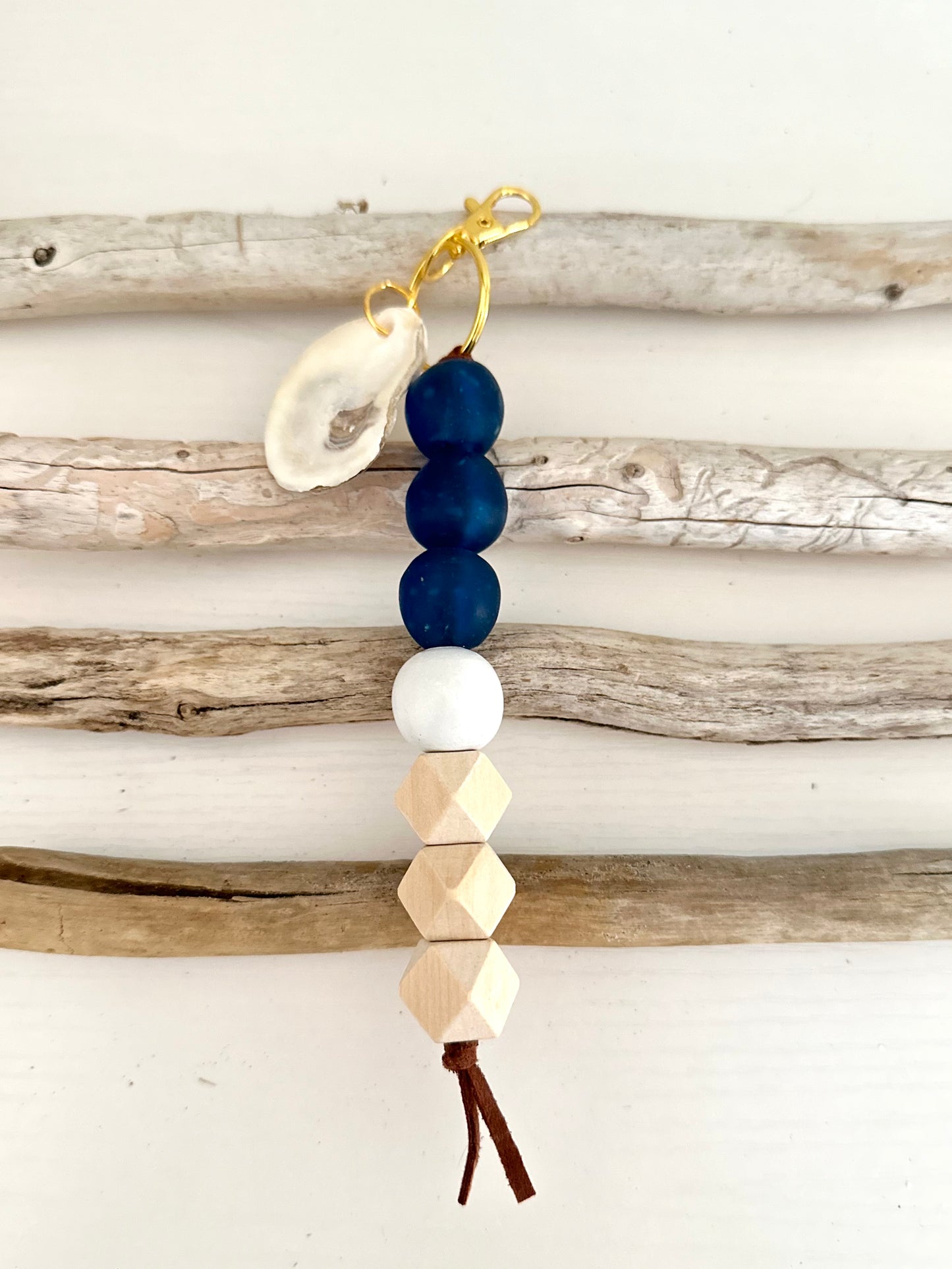 Sea Glass + Oyster Shell Keychain 4 colors