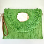 Island Oyster Straw Clutch + Crossbody