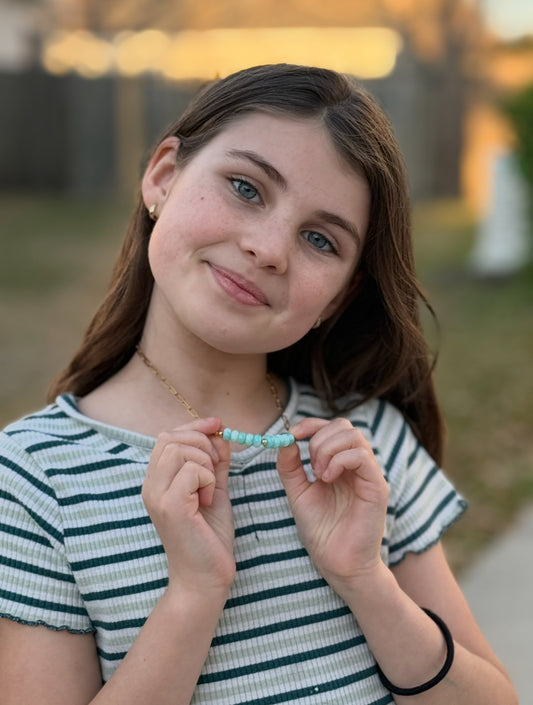 ‘Kiawah Curve’ Paperclip + Turquoise Gemstone Necklace