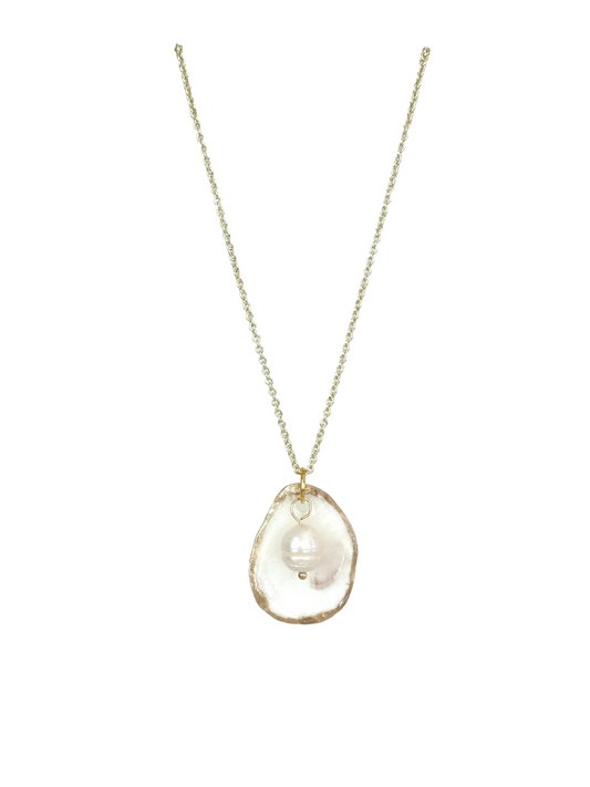 Lowcountry Oyster Shell + Pearl Necklace