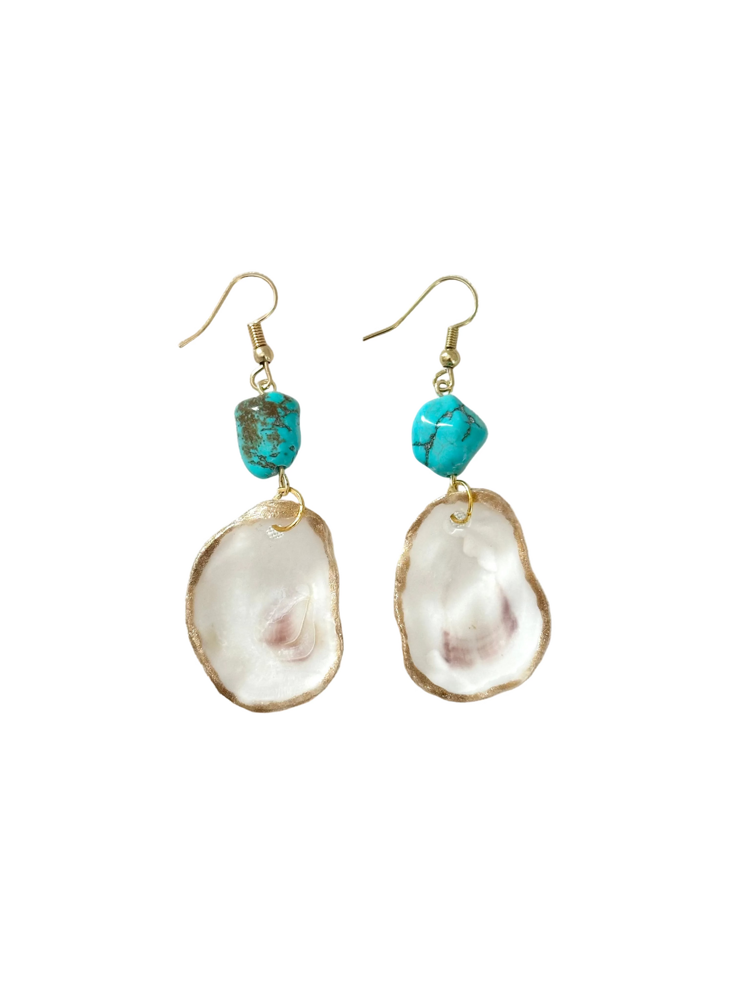 Turquoise + Oyster Shell Earrings