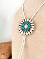 Turquoise Concho Bolo Necklace