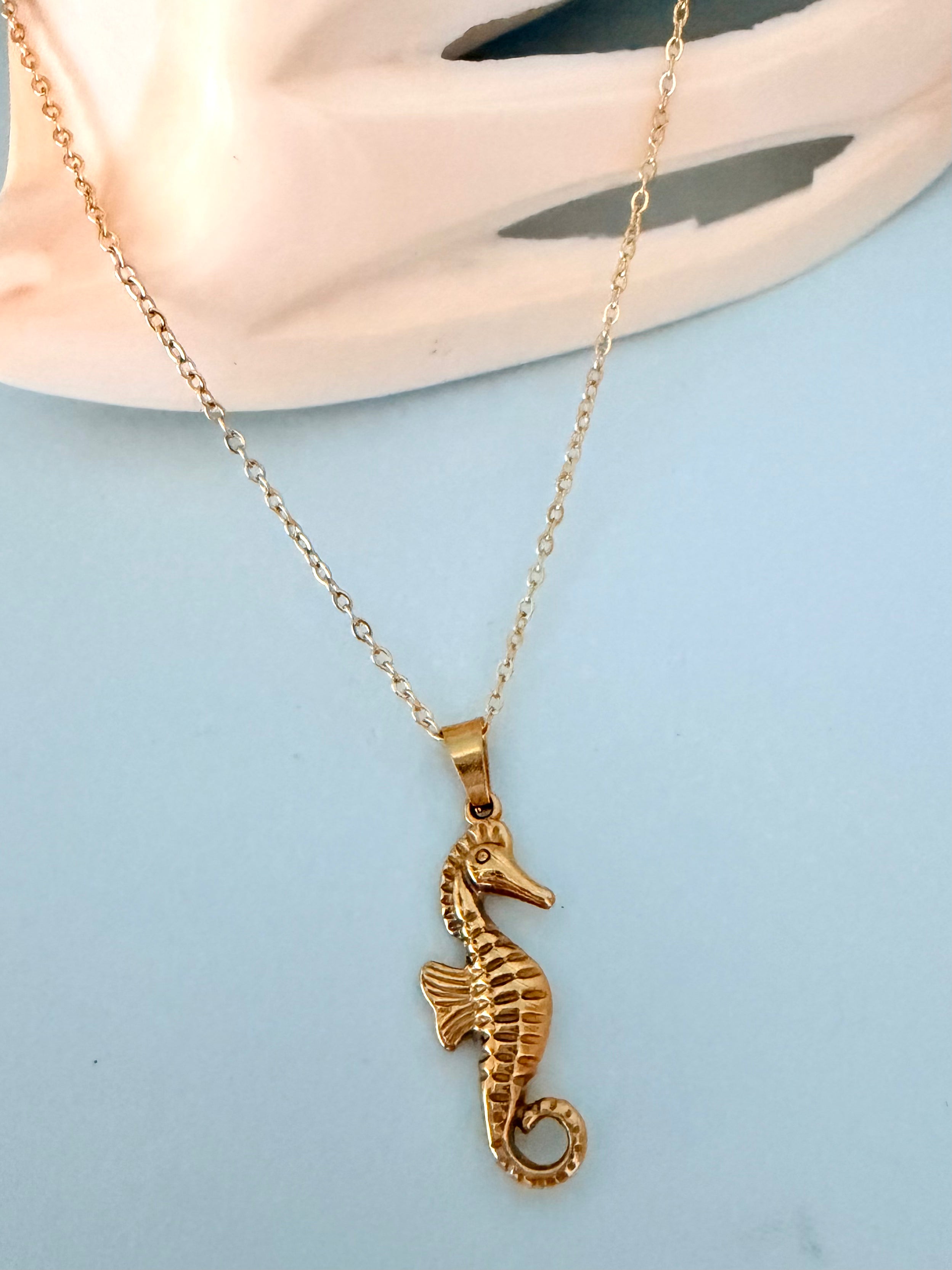 Seahorse Gold Charm Necklace