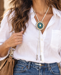 Turquoise Concho Bolo Necklace