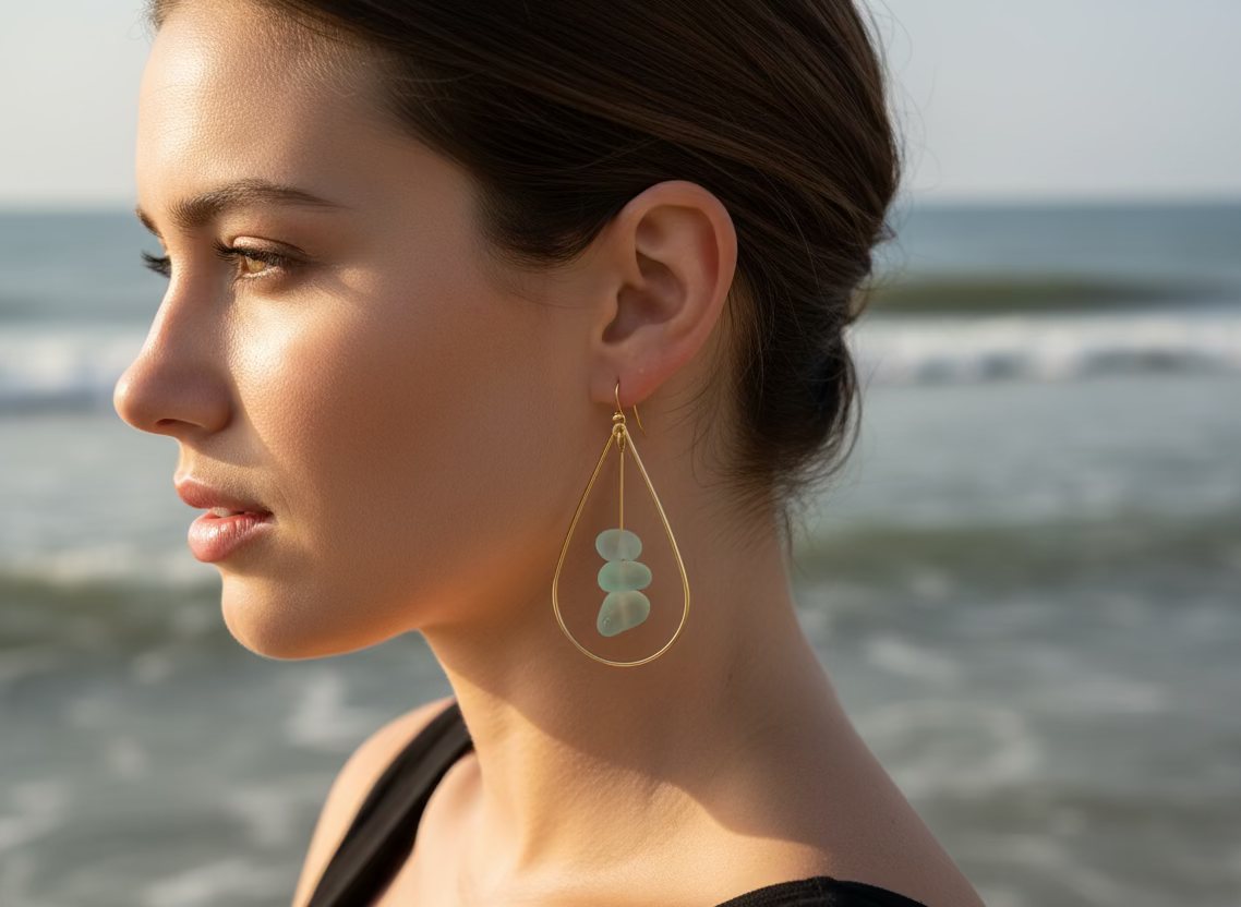 Teardrop Sea glass Earrings