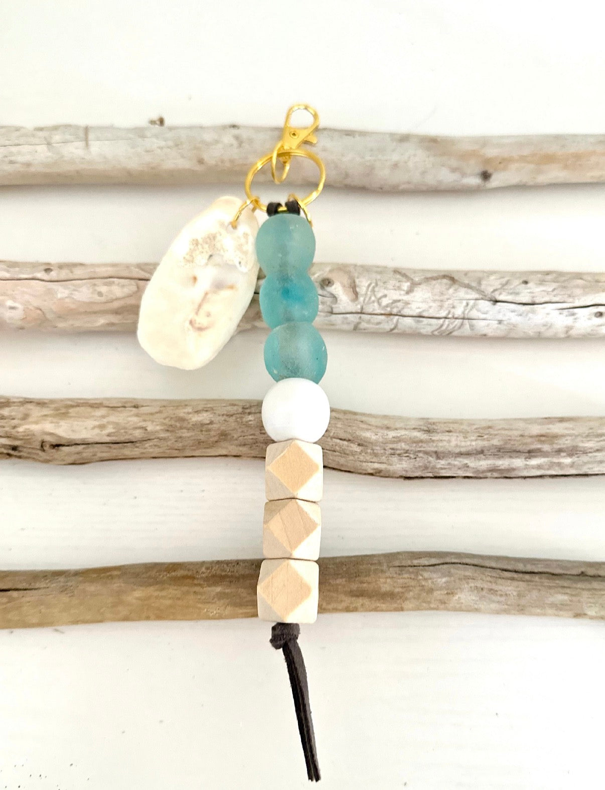 Sea Glass + Oyster Shell Keychain 4 colors