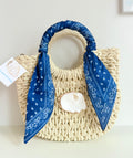 Navy Paisley | Mini Oyster Wrap Handbag