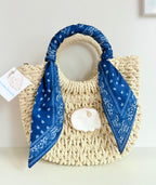 Navy Paisley | Mini Oyster Wrap Handbag