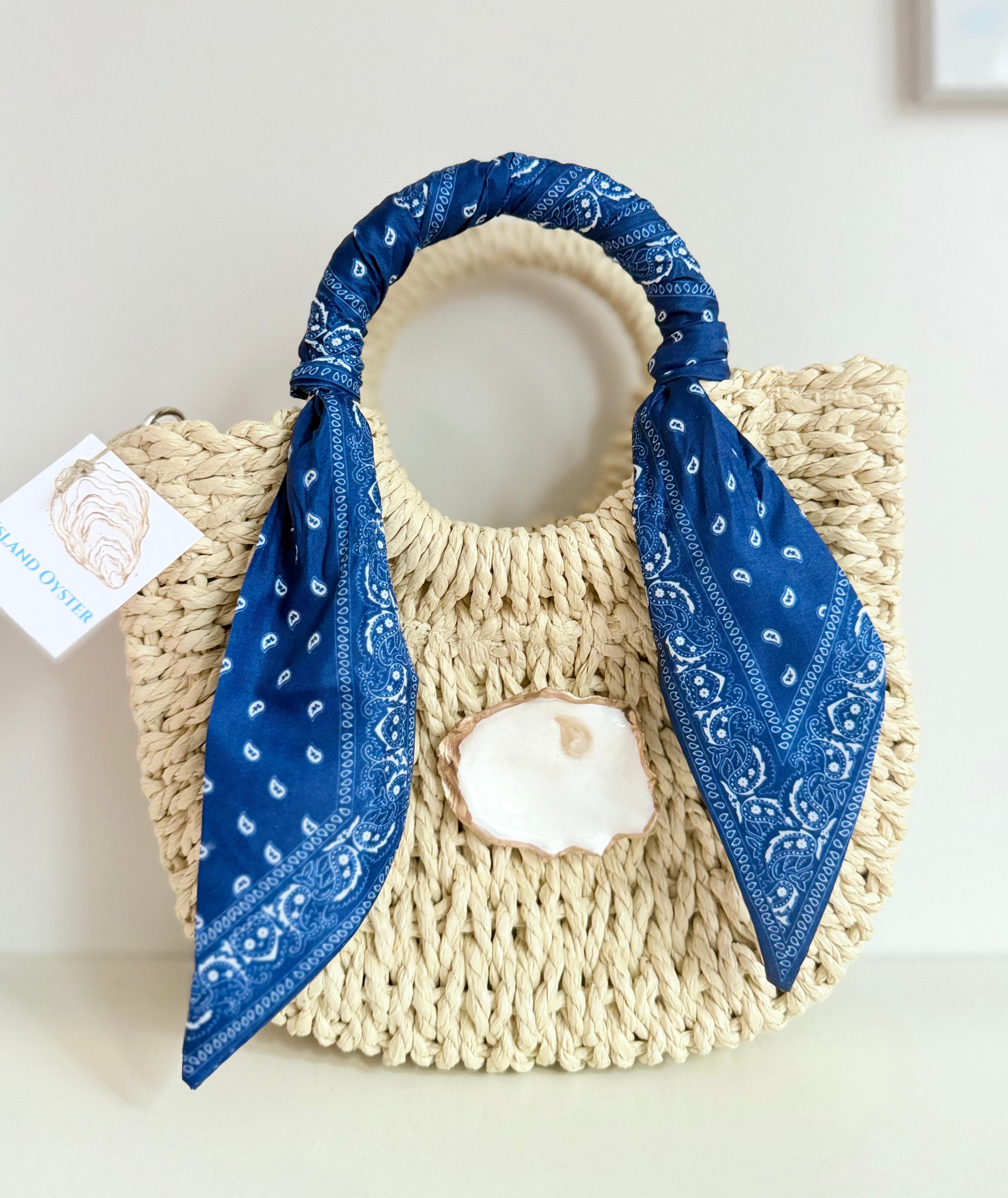 Navy Paisley | Mini Oyster Wrap Handbag