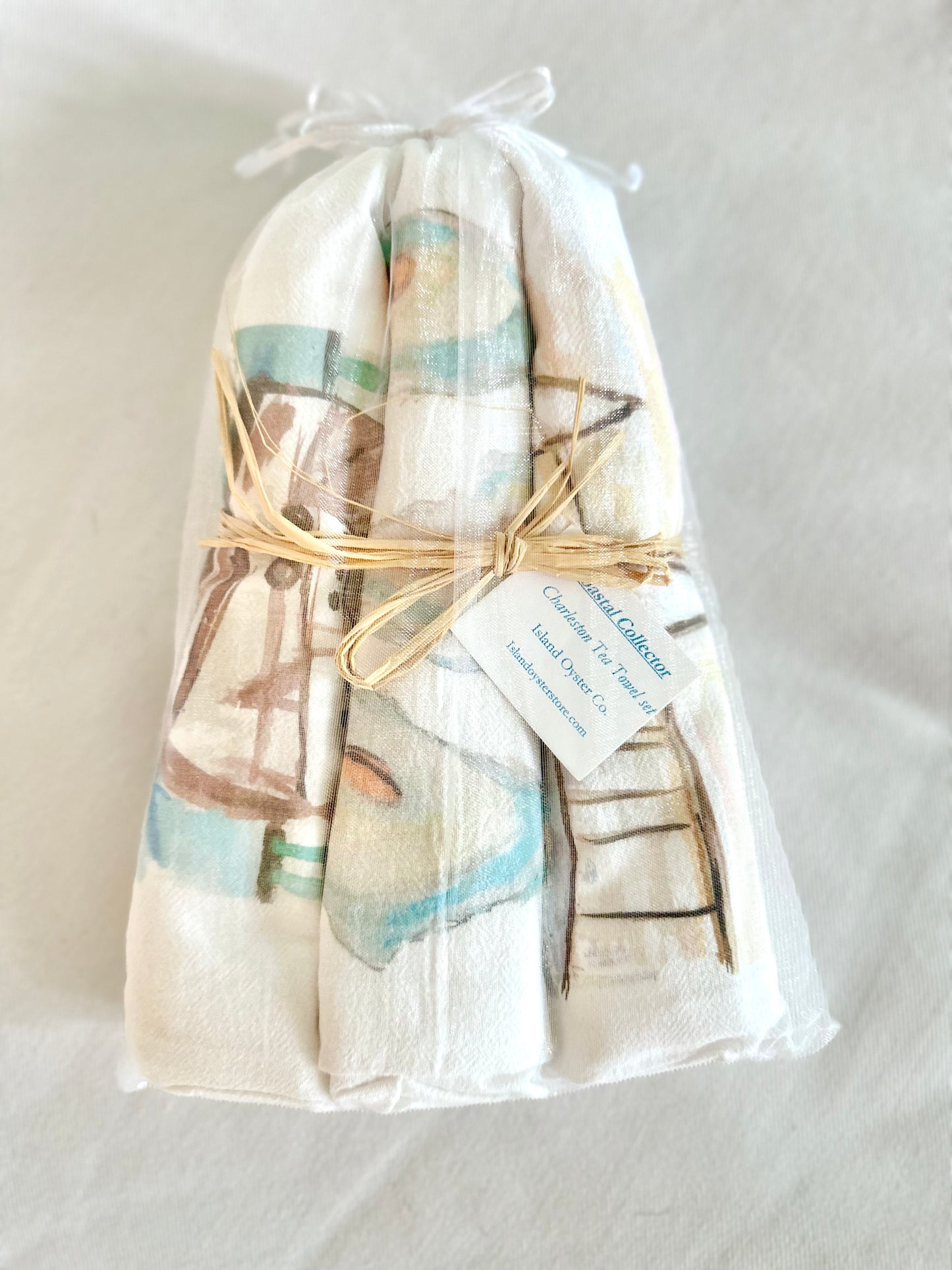 Tea Towel Gift Set with Engraved Oyster Shucker