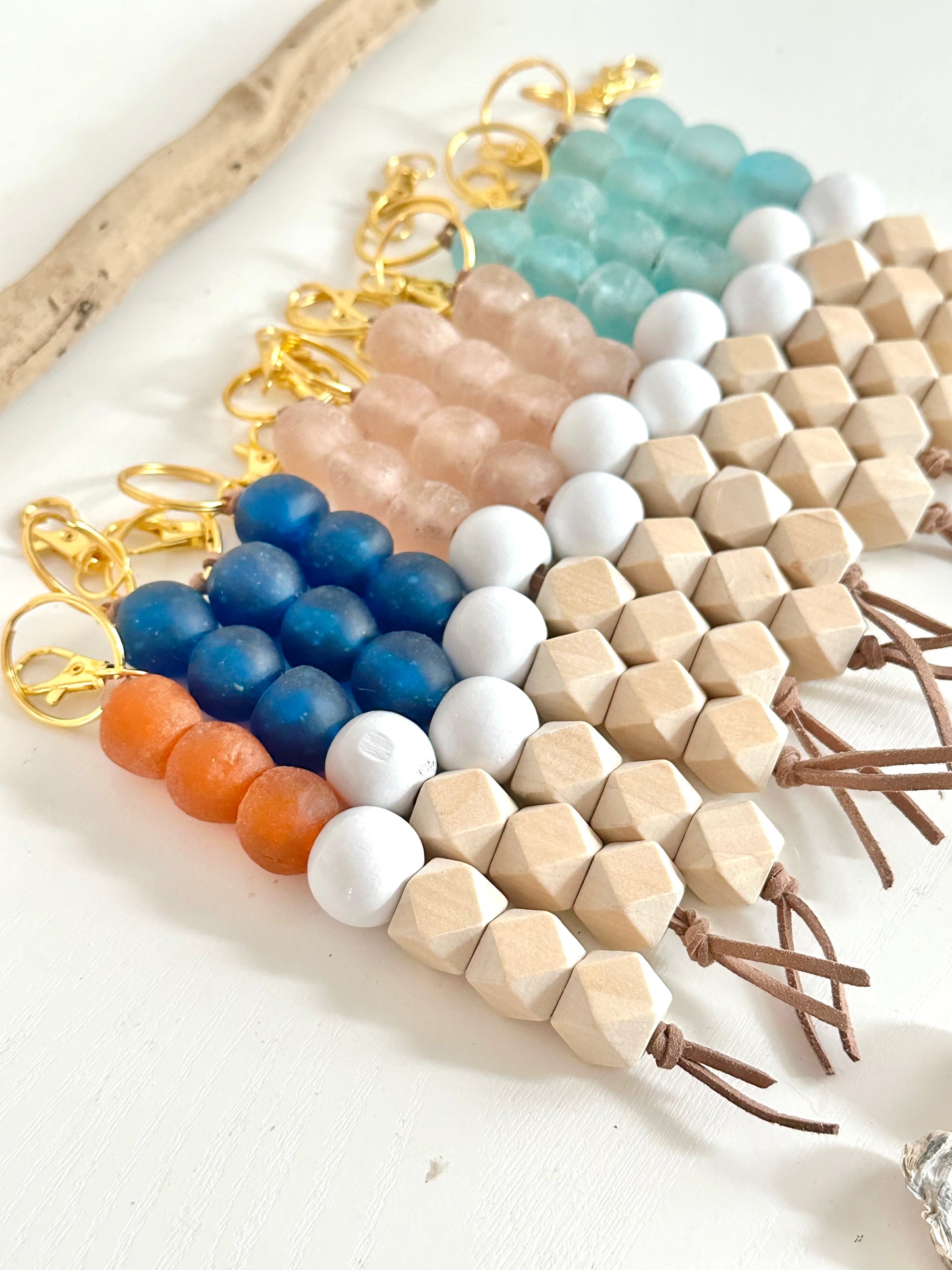 Sea Glass + Oyster Shell Keychain 4 colors
