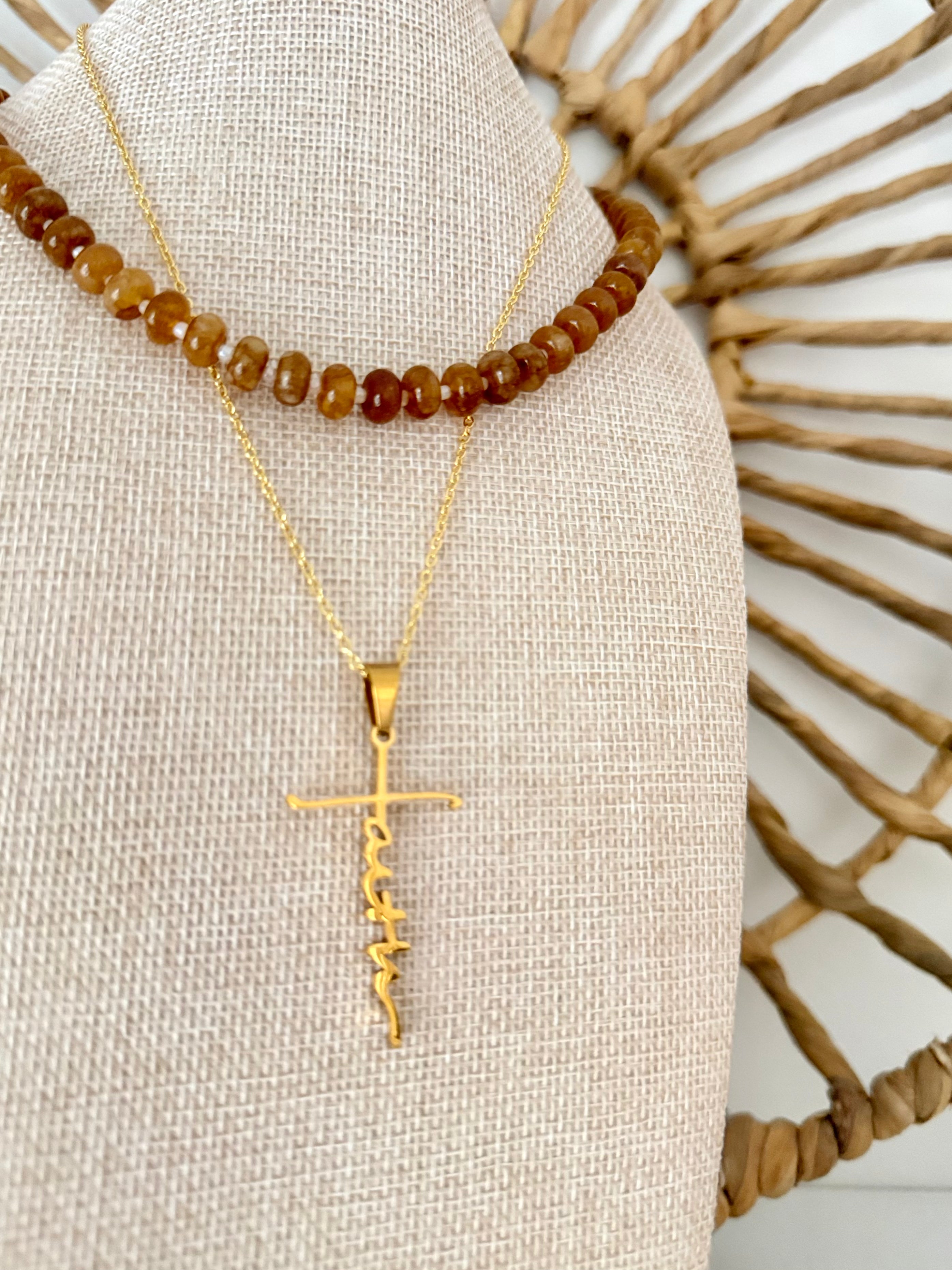 Faith Cross Gold Charm Necklace