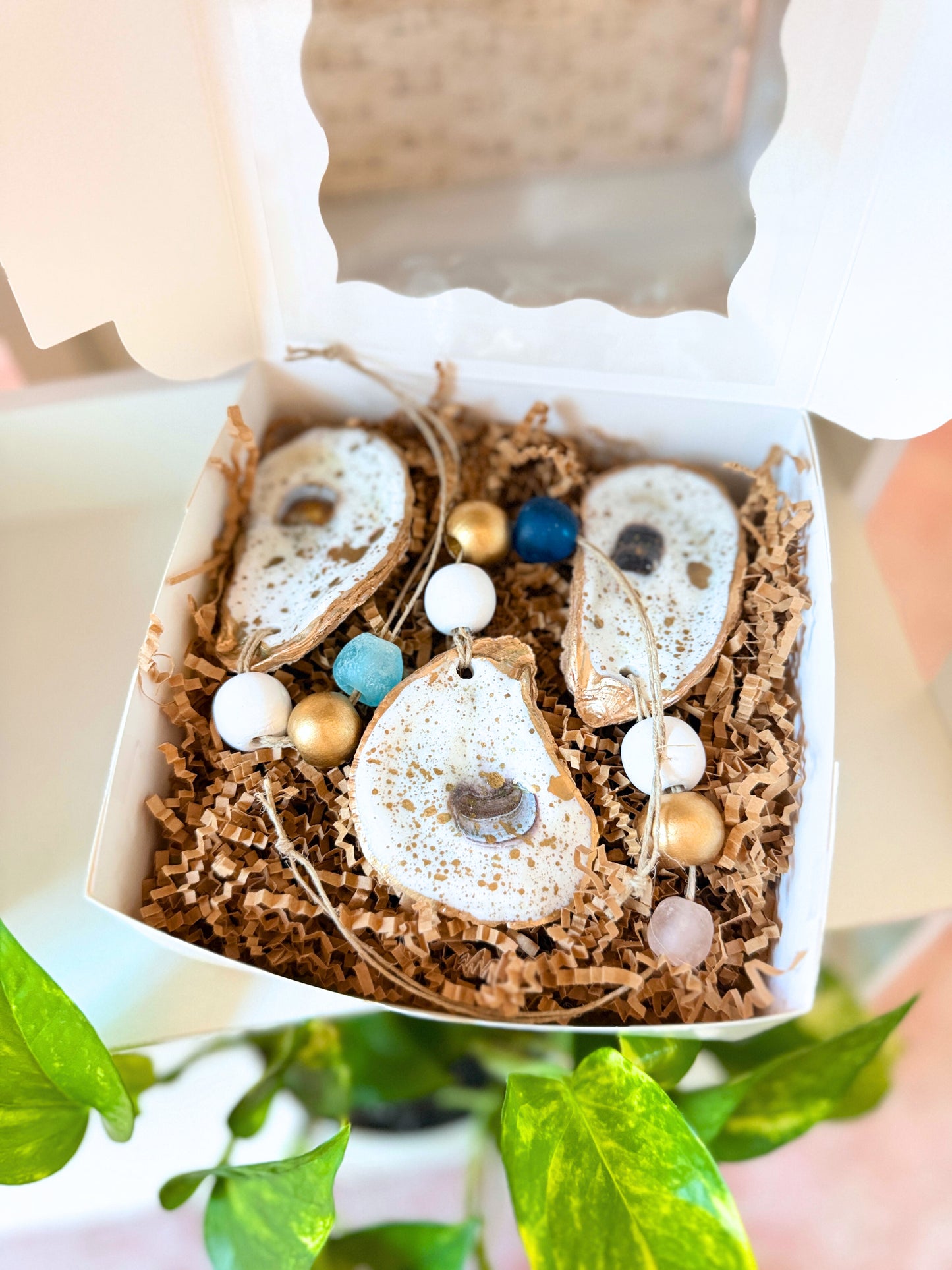 Oyster + Sea Glass Hanging Gift Set (3)