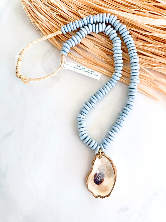 Long Coastal Oyster Statement Necklace | 2 colors