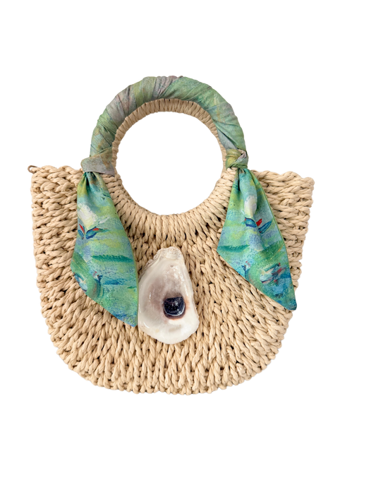 Oyster Wrap Handbag-         Sea foam