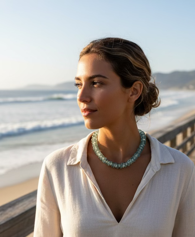 Aqua Tidal Sea Glass Necklace