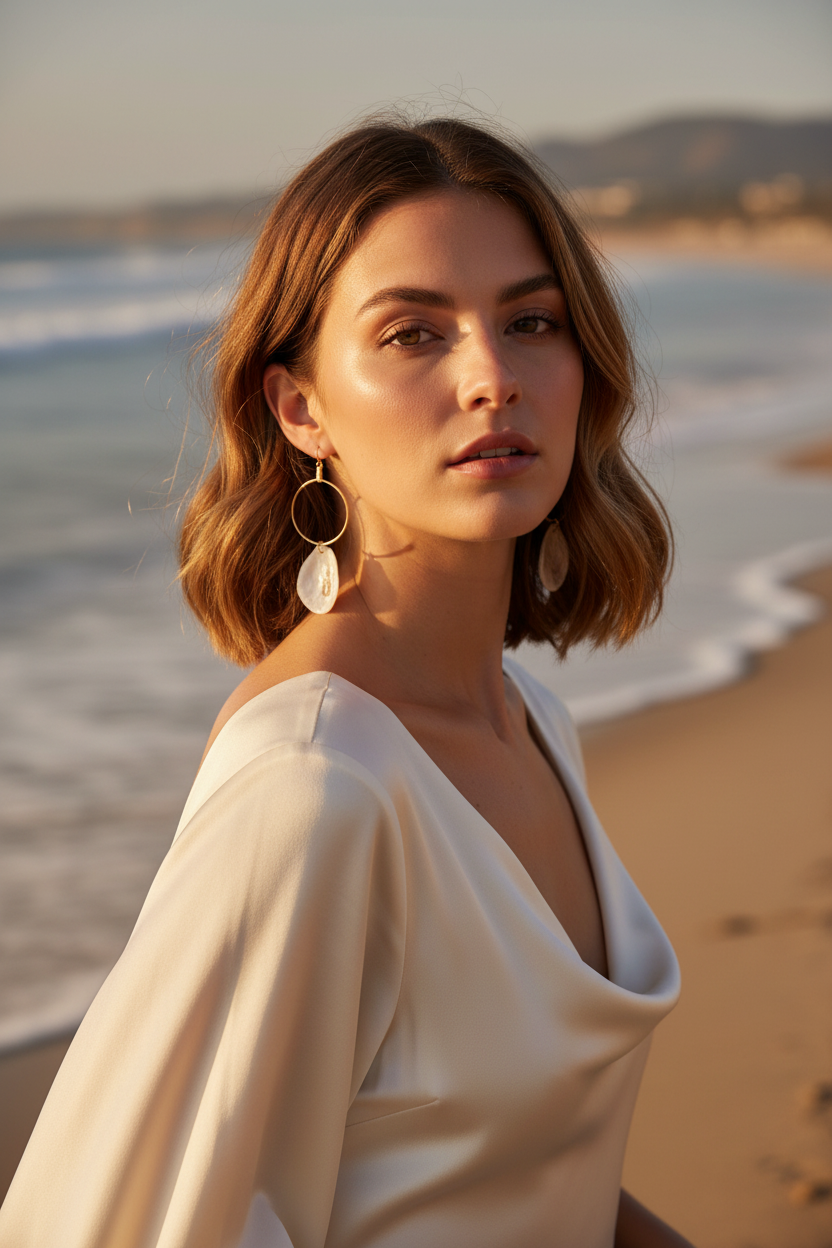 Oyster Shell Hoop Earrings