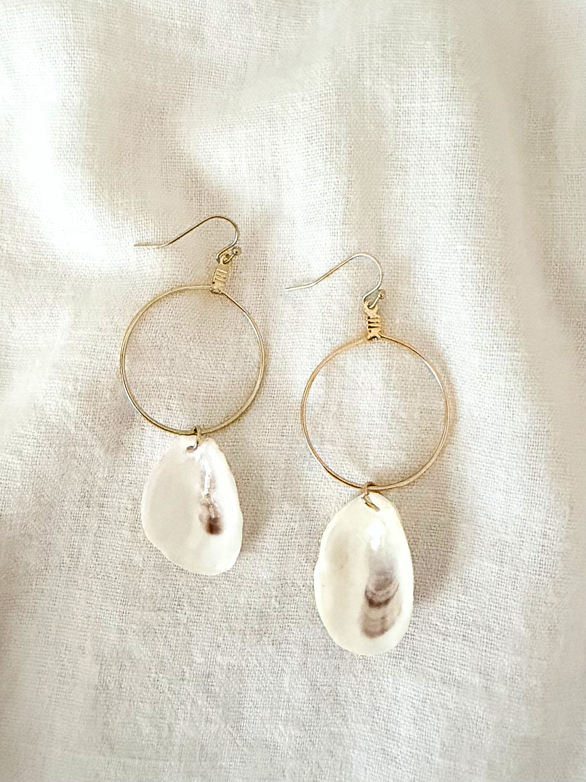 Oyster Shell Hoop Earrings