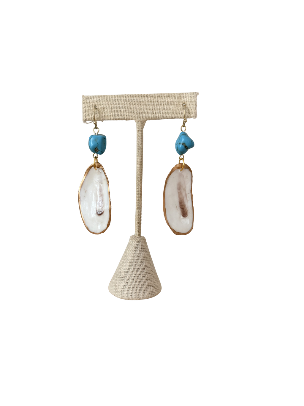 Oyster Shell + Turquoise Earrings