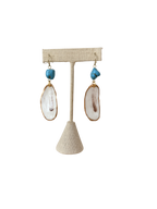 Oyster Shell + Turquoise Earrings