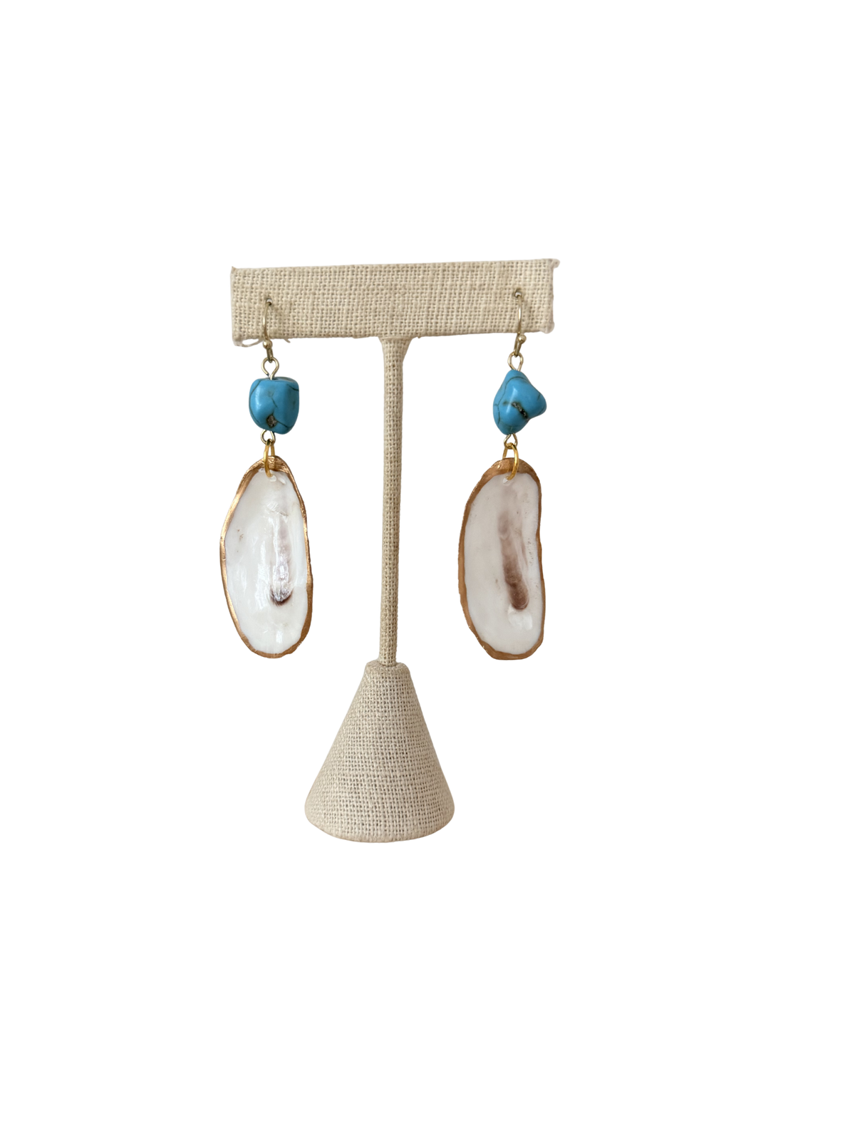 Oyster Shell + Turquoise Earrings