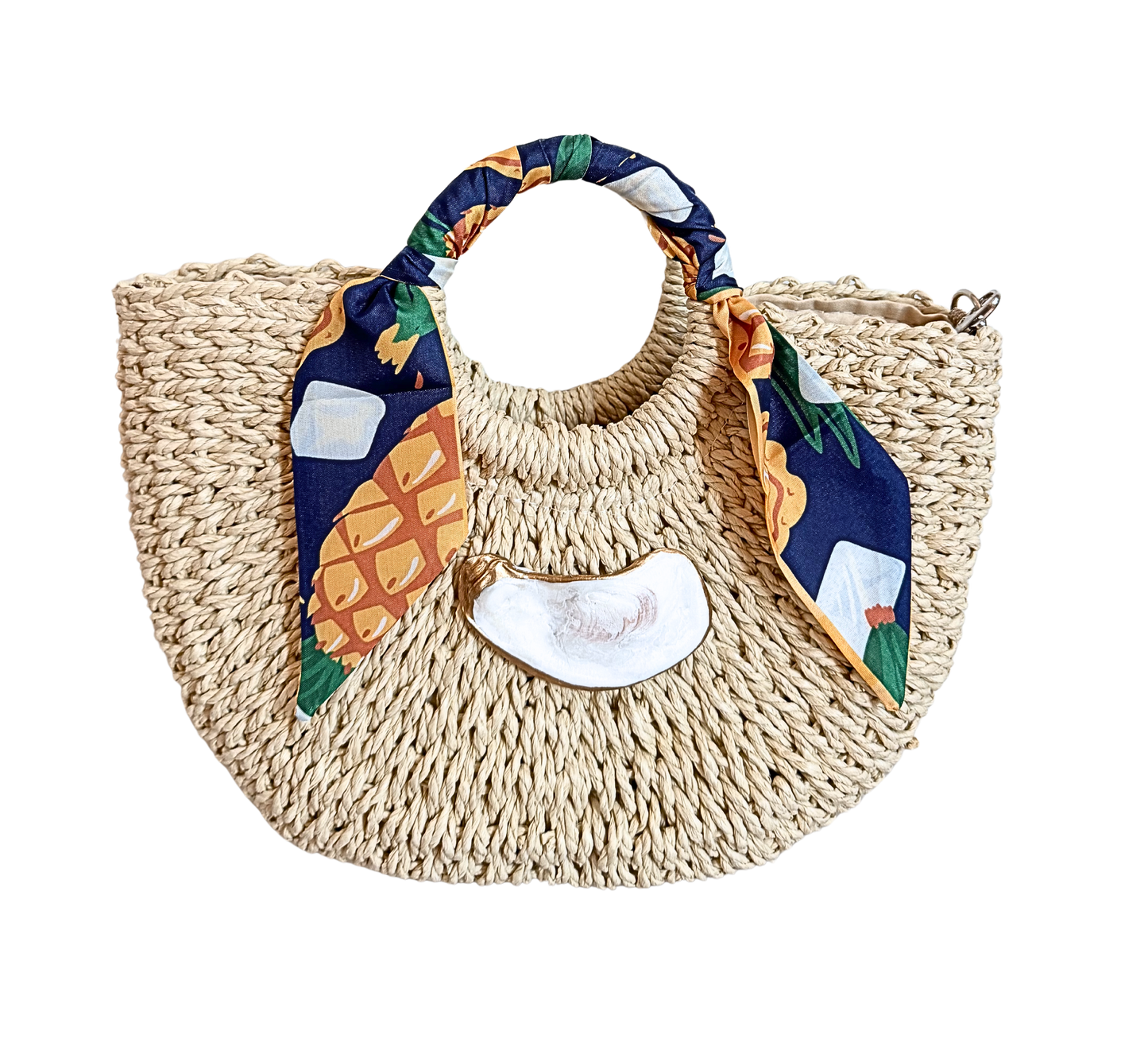 Medium Oyster Wrap Tote | Navy Pineapple