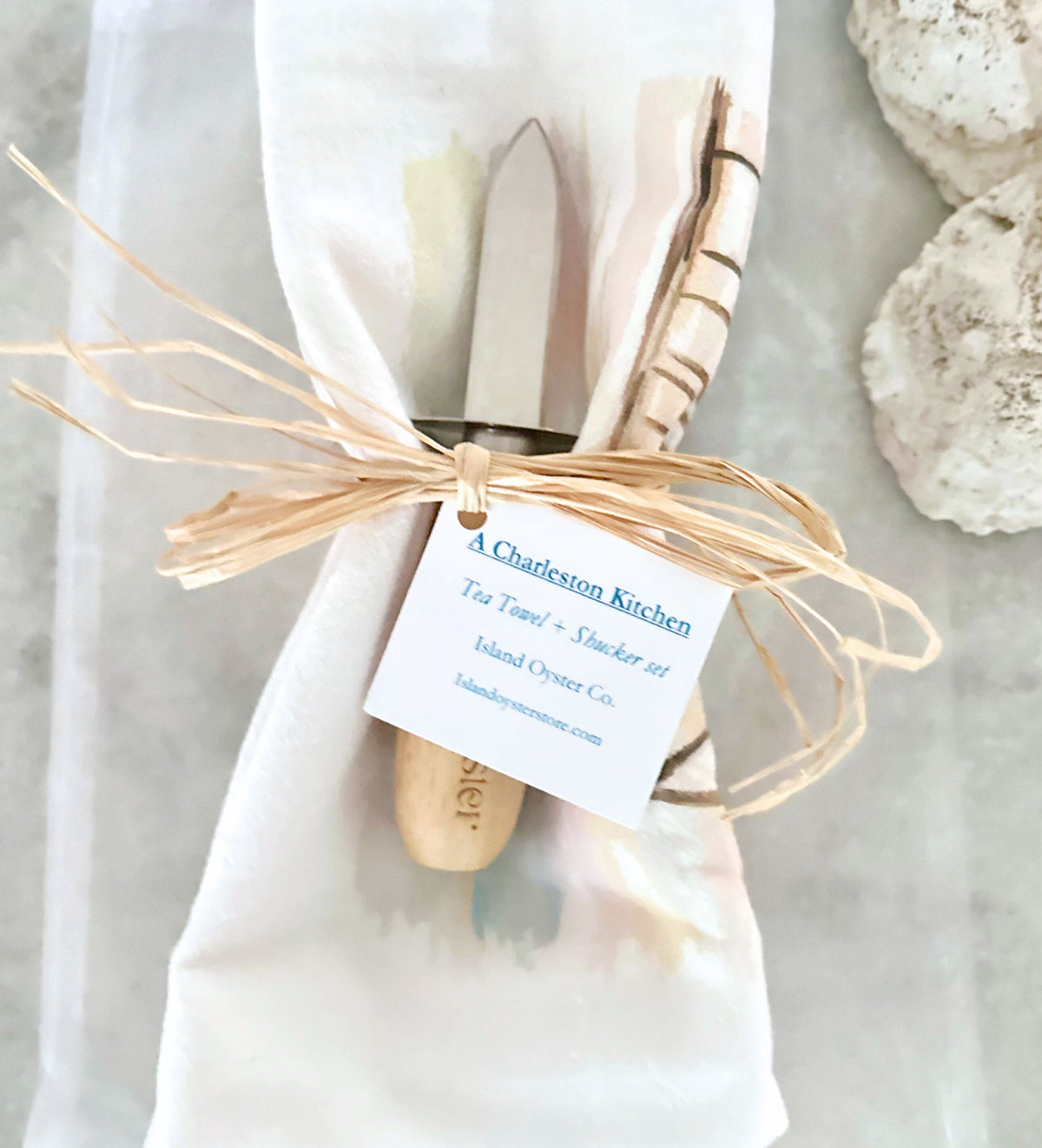 Tea Towel Gift + Oyster Shucker Gift Set | Hostess Gift
