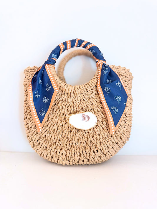 Navy Gold | Mini Oyster Wrap Handbag