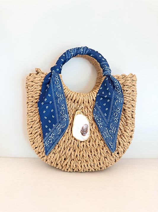 Navy Paisley | Mini Oyster Wrap Handbag