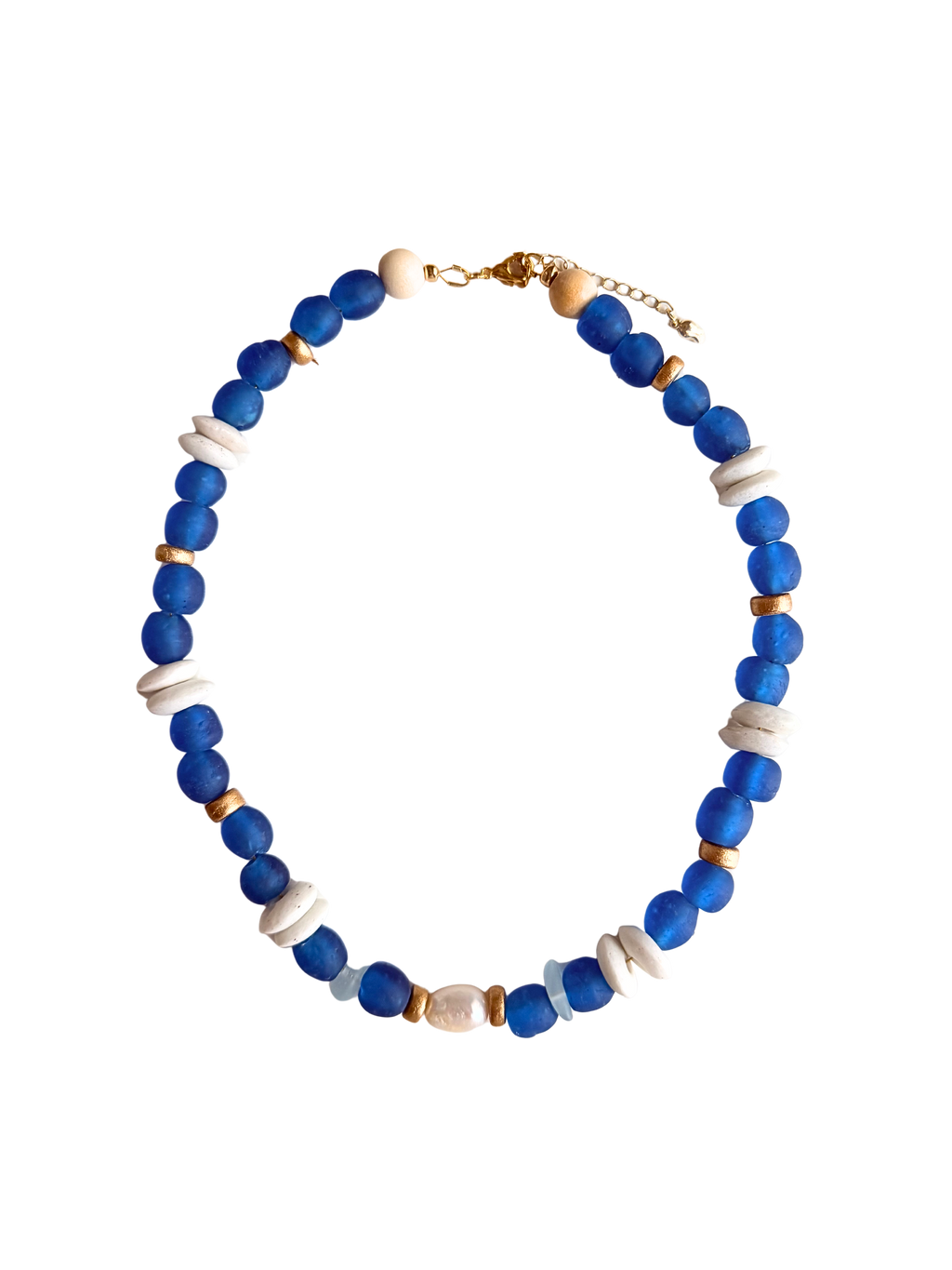 Deep Water Blue Sea Glass Necklace