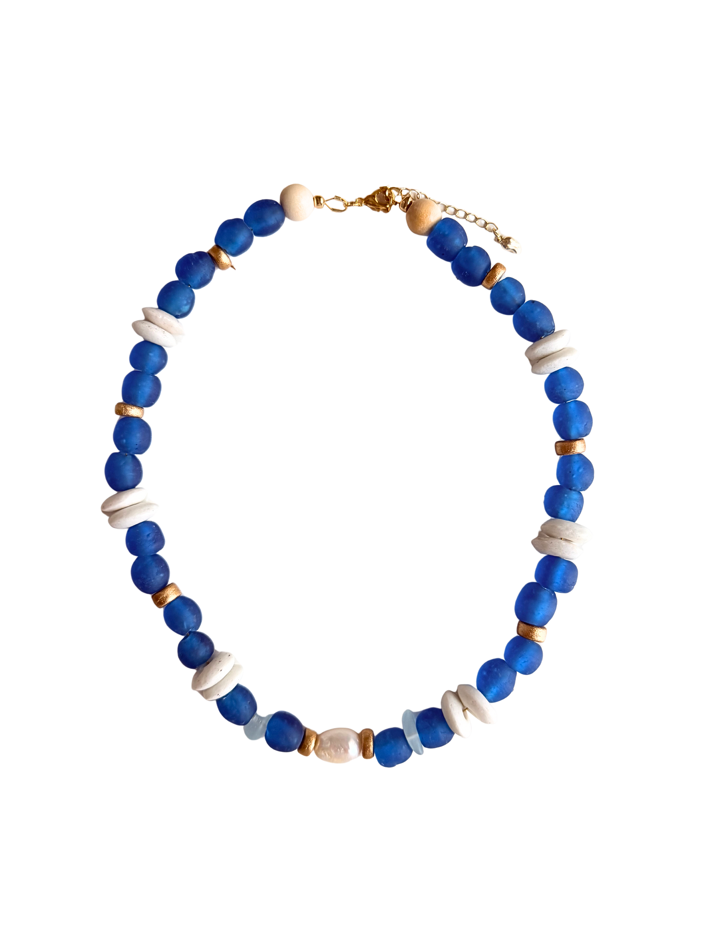Deep Water Blue Sea Glass Necklace