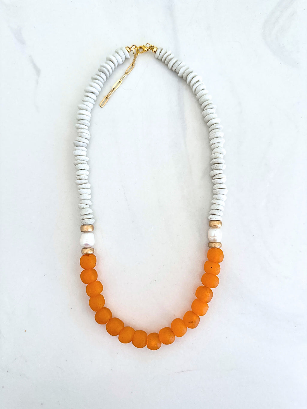 Apricot Tide Sea Glass Necklace