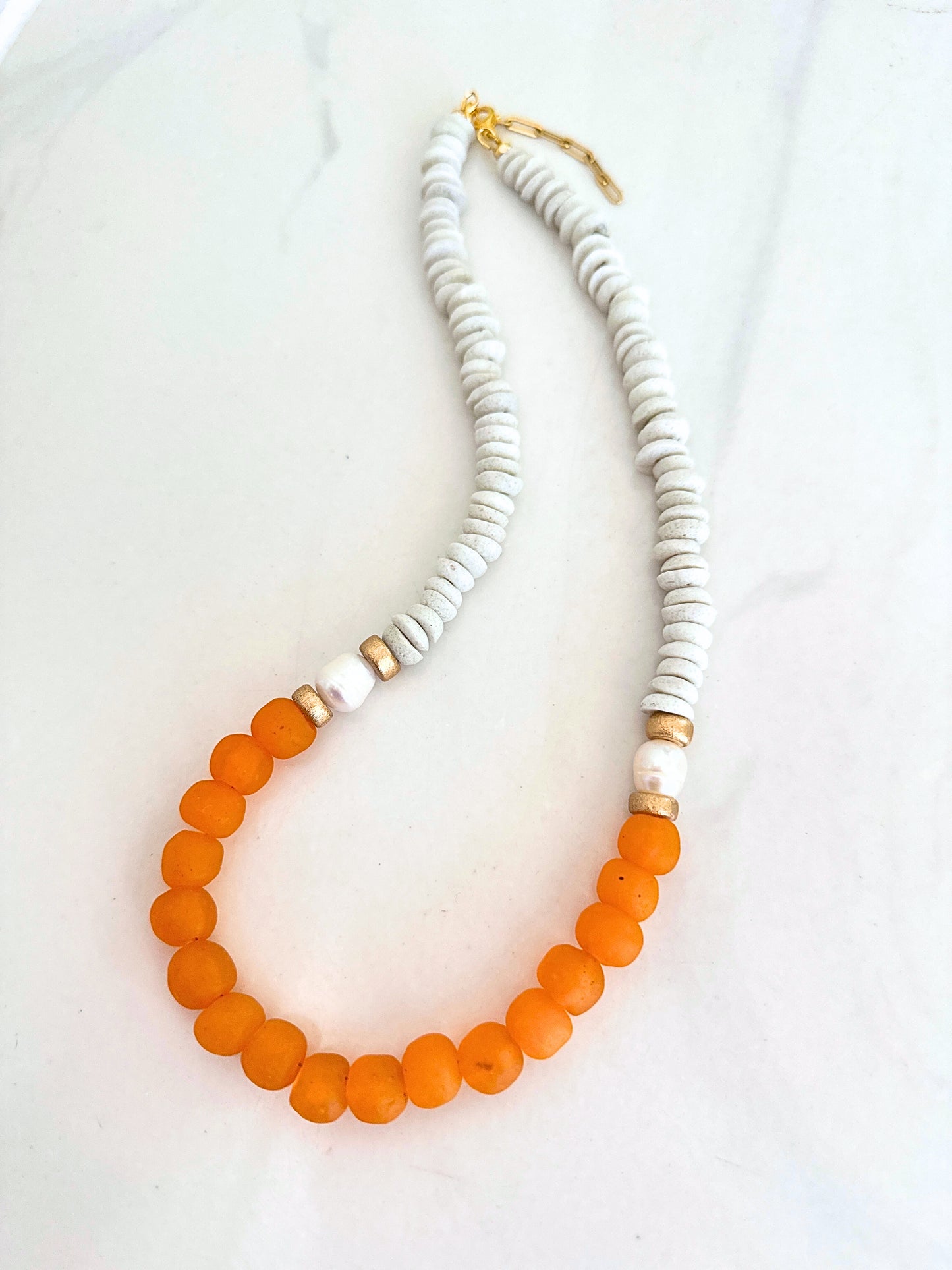 Apricot Tide Sea Glass Necklace