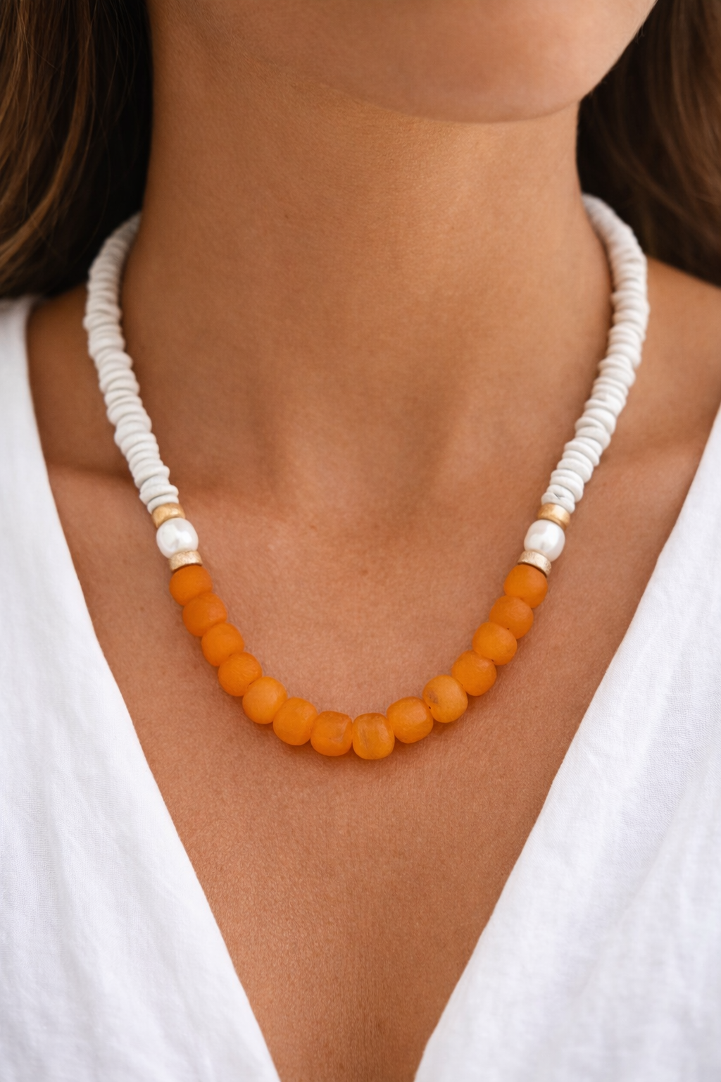 Apricot Tide Sea Glass Necklace