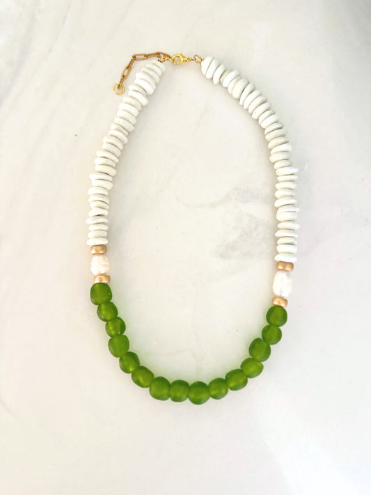Lime Tide Sea Glass Necklace